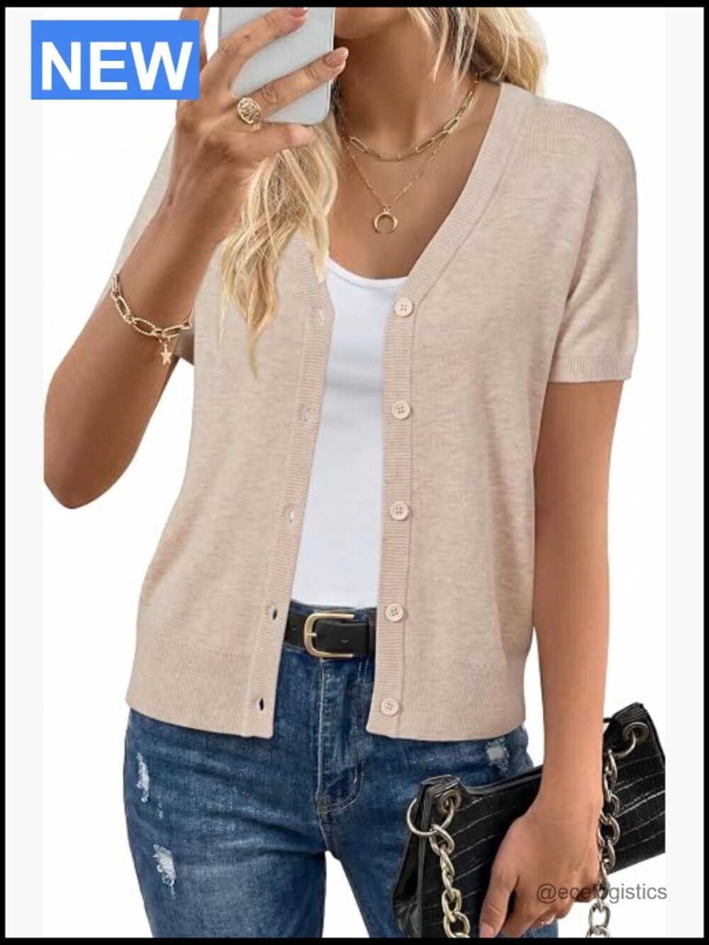 Women's Wool Blend Short Sleeve Lightweight Cardigan Business Casual Summer Tops